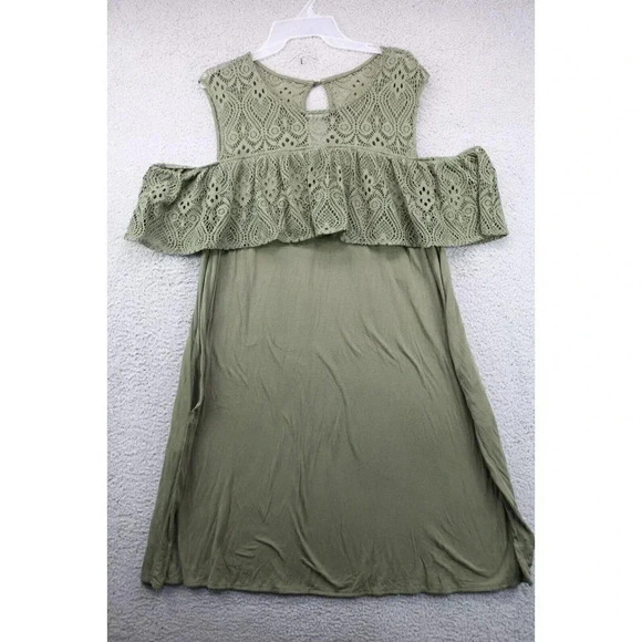 Lane Bryant Cold Shoulder Lace Ruffle Olive Green Dress-Size 18/20 - Picture 1 of 7